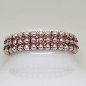 Gorgeous 6mm purple Glass pearl Multi-Strand with ab Stretch fashion Bracelets